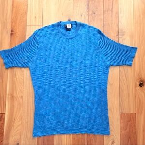 Vintage Baci Men’s Ribbed Silk Cotton Sweater Blue Multicolor Crewneck Size L